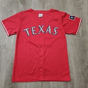 Youth Large Texas Rangers #10 Michael Young Jersey-B